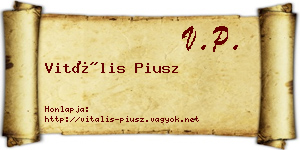 Vitális Piusz névjegykártya